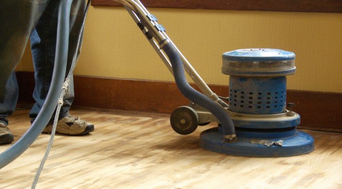 bona floor sander at work